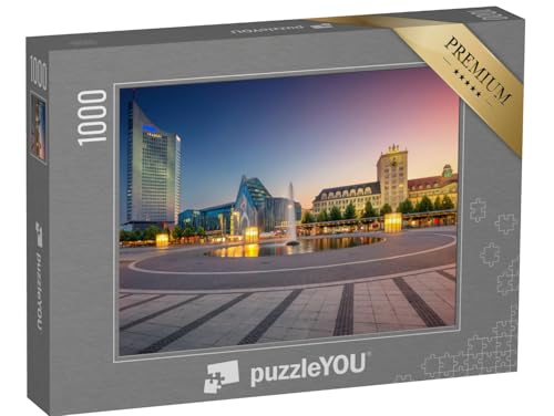 puzzleYOU: Puzzle 1000 Teile „Leipziger Innenstadt bei Sonnenuntergang, Deutschland“ – aus der Puzzle-Kollektion Leipzig, Deutsche Städte von puzzleYOU