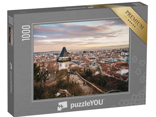 puzzleYOU: Puzzle 1000 Teile „Österreich von Oben: Sonnenuntergang in Graz“ – aus der Puzzle-Kollektion Graz von puzzleYOU