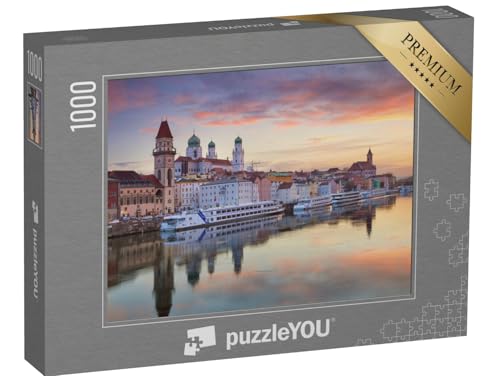 puzzleYOU: Puzzle 1000 Teile „Passau: Stadt bei Sonnenuntergang, Bayern, Deutschland“ – aus der Puzzle-Kollektion Passau, Deutschland von puzzleYOU