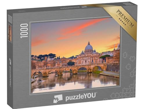 puzzleYOU: Puzzle 1000 Teile „Petersdom bei Sonnenuntergang, Rom, Italien“ – aus der Puzzle-Kollektion Städte, Europa, Petersdom, Christentum von puzzleYOU