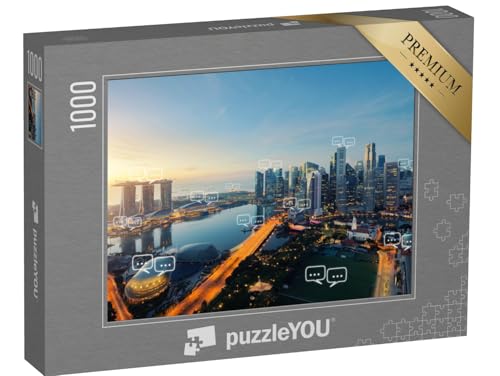 puzzleYOU: Puzzle 1000 Teile „Real-Illustration: Kommunikation in Singapur“ – aus der Puzzle-Kollektion Singapur, Aus Aller Welt, Städte Weltweit von puzzleYOU