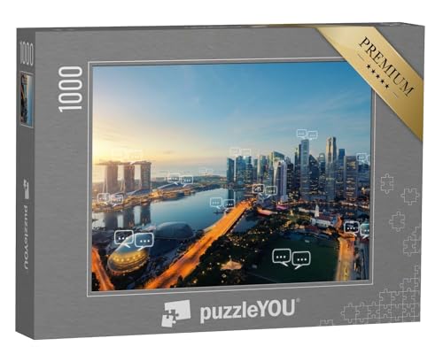 puzzleYOU: Puzzle 1000 Teile „Real-Illustration: Kommunikation in Singapur“ – aus der Puzzle-Kollektion Singapur, Aus Aller Welt, Städte Weltweit von puzzleYOU