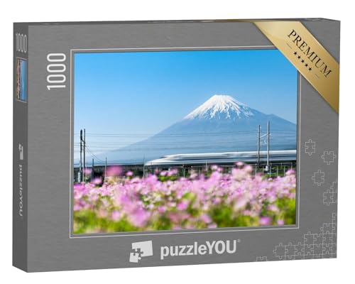 puzzleYOU: Puzzle 1000 Teile „Shinkansen Hochgeschwindigkeitszug am Fuji, Japan“ – aus der Puzzle-Kollektion Fujijama von puzzleYOU