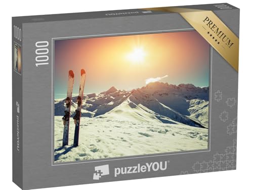 puzzleYOU: Puzzle 1000 Teile „Skier im Schnee in den Bergen“ – aus der Puzzle-Kollektion Sonne, Sport, Winter, Himmel & Jahreszeiten von puzzleYOU