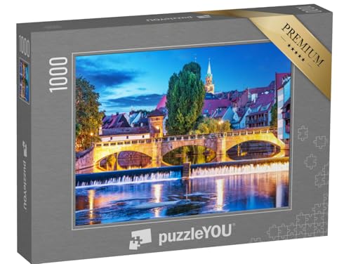 puzzleYOU: Puzzle 1000 Teile „Sommernacht in der Altstadt von Nürnberg, Deutschland“ – aus der Puzzle-Kollektion Bayern, Nürnberg, Deutsche Städte, Deutsche Großstädte von puzzleYOU