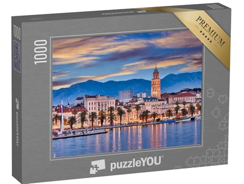 puzzleYOU: Puzzle 1000 Teile „Split bei Nacht, Kroatien“ – aus der Puzzle-Kollektion Kroatien, Mittelmeer von puzzleYOU