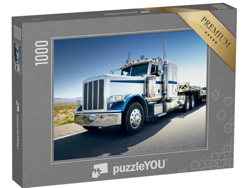 puzzleYOU: Puzzle 1000 Teile „Transporter auf der Straße, eindrucksvoller Truck“ – aus der Puzzle-Kollektion Trucks & LKW von puzzleYOU