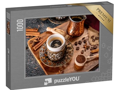 puzzleYOU: Puzzle 1000 Teile „Türkisch zubereiteter Kaffee mit Gewürzen und Kaffeebohnen“ – aus der Puzzle-Kollektion Kaffee von puzzleYOU