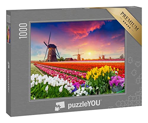 puzzleYOU: Puzzle 1000 Teile „Tulpen und Windmühlen, Niederlanden“ von puzzleYOU