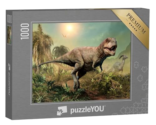 puzzleYOU: Puzzle 1000 Teile „Tyrannosaurus rex, 3D-Illustration Einer Szene“ – aus der Puzzle-Kollektion Dinosaurier, Tiere aus Fantasy & Urzeit von puzzleYOU