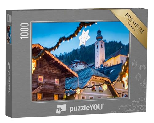 puzzleYOU: Puzzle 1000 Teile „Weihnachtsmarkt im Bergdorf Großarl, Salzburg, Österreich“ – aus der Puzzle-Kollektion Österreich von puzzleYOU