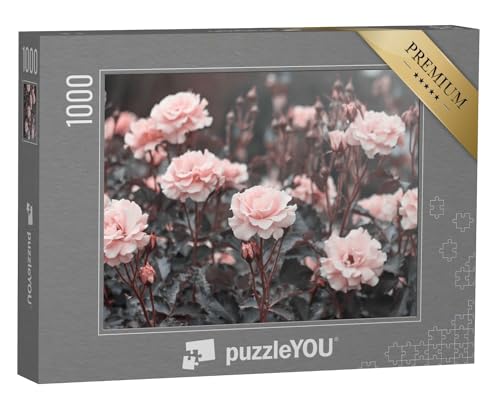 puzzleYOU: Puzzle 1000 Teile „Zarte rosa Rosen im Garten“ – aus der Puzzle-Kollektion Rosen, Blumen & Pflanzen von puzzleYOU