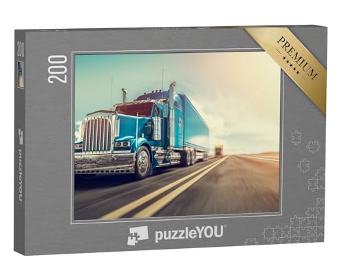 puzzleYOU: Puzzle 200 Teile „3D-Rendering: Truck auf dem Highway“ – aus der Puzzle-Kollektion Trucks & LKW von puzzleYOU