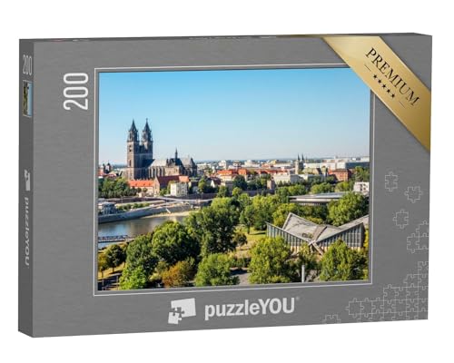 puzzleYOU: Puzzle 200 Teile „Ansicht aus Magdeburg, Sachsen-Anhalt, Deutschland“ – aus der Puzzle-Kollektion Magdeburg von puzzleYOU