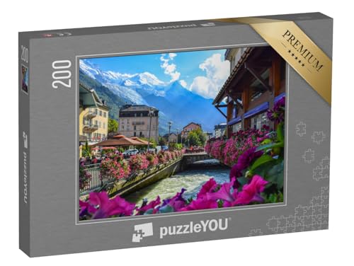 puzzleYOU: Puzzle 200 Teile „Blick auf den Fluss Arve und das Mont-Blanc-Massiv, Chamonix“ – aus der Puzzle-Kollektion Alpen von puzzleYOU