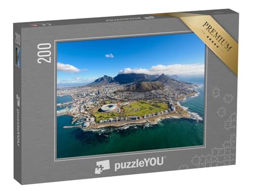 puzzleYOU: Puzzle 200 Teile „Blick vom Hubschrauber: Luftaufnahme von Kapstadt, Südafrika“ – aus der Puzzle-Kollektion Afrika von puzzleYOU