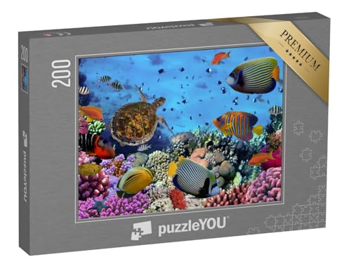 puzzleYOU: Puzzle 200 Teile „Buntes Korallenriff mit Fischen und Meeresschildkröten“ von puzzleYOU