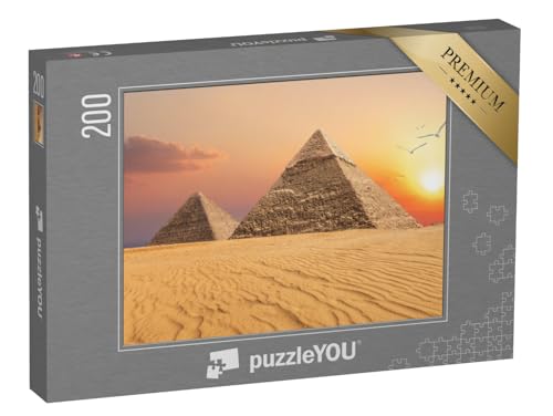 puzzleYOU: Puzzle 200 Teile „Chephren-Pyramide und Cheops-Pyramide, Sonnenuntergang, Gizeh“ – aus der Puzzle-Kollektion Cheops Pyramide von puzzleYOU