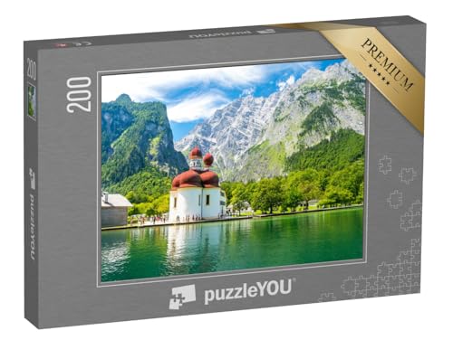 puzzleYOU: Puzzle 200 Teile „Der Königsee mit St. Bartholomäus Kirche“ – aus der Puzzle-Kollektion Flüsse & Seen von puzzleYOU