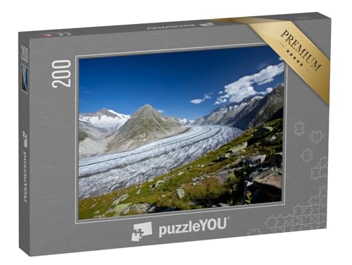 puzzleYOU: Puzzle 200 Teile „Der Schweizer Gletscher Aletsch“ – aus der Puzzle-Kollektion Schweiz von puzzleYOU