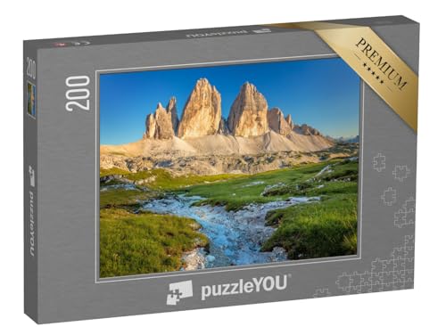 puzzleYOU: Puzzle 200 Teile „Die berühmten DREI Zinnen in den Dolomiten, Italien“ – aus der Puzzle-Kollektion Berge, DREI Zinnen von puzzleYOU