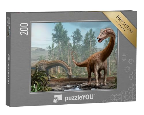 puzzleYOU: Puzzle 200 Teile „Diplodocus: Dinosaurier der Jura-Ära, 3D-Illustration“ – aus der Puzzle-Kollektion Dinosaurier, Tiere aus Fantasy & Urzeit von puzzleYOU