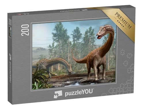 puzzleYOU: Puzzle 200 Teile „Diplodocus: Dinosaurier der Jura-Ära, 3D-Illustration“ – aus der Puzzle-Kollektion Dinosaurier, Tiere aus Fantasy & Urzeit von puzzleYOU