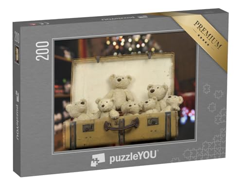 puzzleYOU: Puzzle 200 Teile „EIN Vintage-Koffer voller Teddybären“ – aus der Puzzle-Kollektion Nostalgie von puzzleYOU