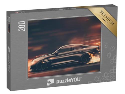 puzzleYOU: Puzzle 200 Teile „EIN schwarzer Sportwagen“ – aus der Puzzle-Kollektion Autos von puzzleYOU