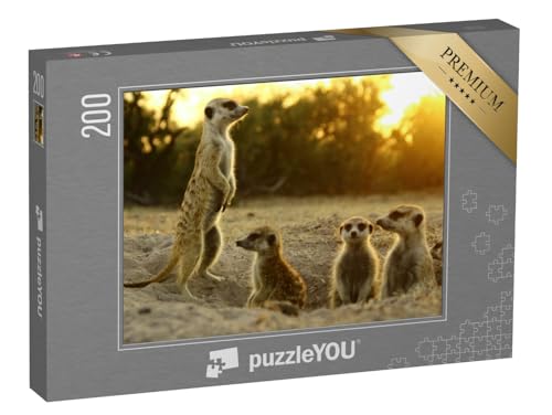 puzzleYOU: Puzzle 200 Teile „Erdmännchen in ihrem natürlichen Lebensraum“ – aus der Puzzle-Kollektion Tiere, Erdmännchen, Tiere in Savanne & Wüste, Exotische Tiere & Trend-Tiere von puzzleYOU