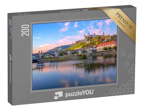 puzzleYOU: Puzzle 200 Teile „Festung Marienberg und Alte Mainbrücke von Würzburg, Deutschland“ – aus der Puzzle-Kollektion Main, Bayern, Brücken, Würzburg, Brücken & Brunnen von puzzleYOU