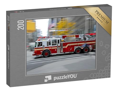 puzzleYOU: Puzzle 200 Teile „Feuerwehrauto auf schnellstem Weg zum Einsatzort“ – aus der Puzzle-Kollektion Feuerwehr von puzzleYOU