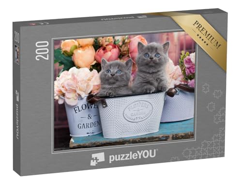 puzzleYOU: Puzzle 200 Teile „Kätzchen im Blumentopf“ – aus der Puzzle-Kollektion Katzen-Puzzles von puzzleYOU