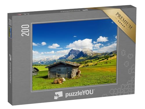 puzzleYOU: Puzzle 200 Teile „Kühe auf der Seiser ALM, Südtirol“ – aus der Puzzle-Kollektion Seiser ALM von puzzleYOU