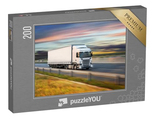 puzzleYOU: Puzzle 200 Teile „LKW auf der Autobahn“ – aus der Puzzle-Kollektion Trucks & LKW von puzzleYOU