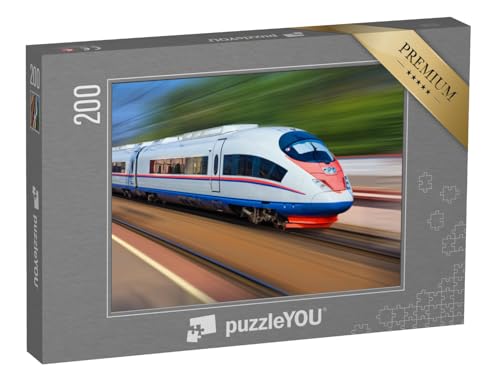 puzzleYOU: Puzzle 200 Teile „Moderner Nahverkehrszug: Bewegung auf dem Gleis“ – aus der Puzzle-Kollektion Eisenbahn von puzzleYOU