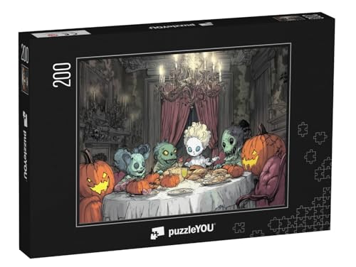 puzzleYOU: Puzzle 200 Teile „Monster genießen Halloweenfestmahl“ von puzzleYOU