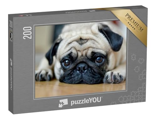 puzzleYOU: Puzzle 200 Teile „Mops mit treuherzigem Blick“ – aus der Puzzle-Kollektion Mops von puzzleYOU