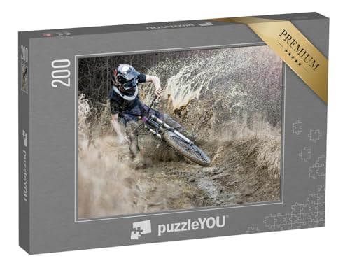 puzzleYOU: Puzzle 200 Teile „Mountainbiker Mitten im Schlamm“ – aus der Puzzle-Kollektion Sport von puzzleYOU