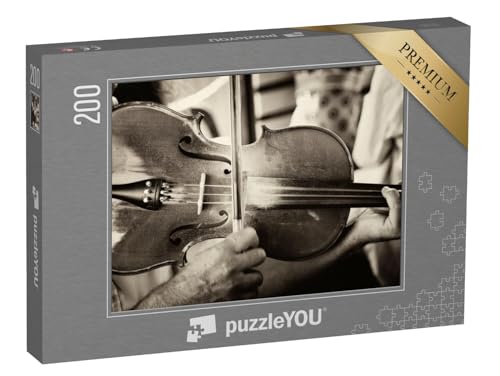 puzzleYOU: Puzzle 200 Teile „Musik: Geige, Violine, Vintage-Design“ – aus der Puzzle-Kollektion Musik, Menschen von puzzleYOU