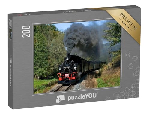 puzzleYOU: Puzzle 200 Teile „Nostalgische Zugfahrt zwischen Steinbach und Jöhstadt, Sachsen, Deutschland“ – aus der Puzzle-Kollektion Erzgebirge von puzzleYOU