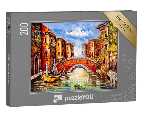 puzzleYOU: Puzzle 200 Teile „Ölgemälde: Gondelfahrt durch Venedig“ – aus der Puzzle-Kollektion Ölbilder von puzzleYOU