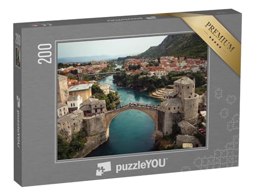 puzzleYOU: Puzzle 200 Teile „Panoramablick auf Mostar in Bosnien und Herzegowina“ – aus der Puzzle-Kollektion Weitere Europa-Motive von puzzleYOU