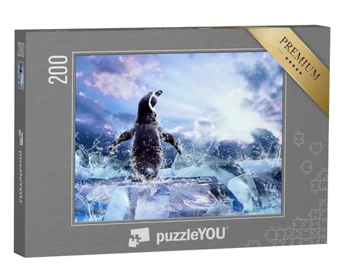 puzzleYOU: Puzzle 200 Teile „Pinguin auf dem EIS“ – aus der Puzzle-Kollektion Polarmeer von puzzleYOU