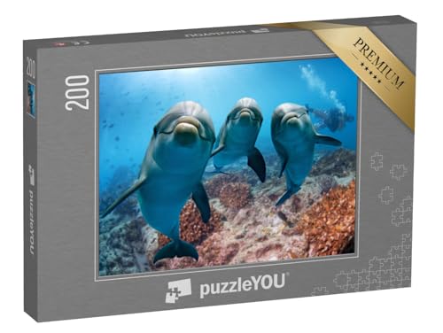 puzzleYOU: Puzzle 200 Teile „Portraitaufnahme: Delfin“ – aus der Puzzle-Kollektion Delfine, Fische & Wassertiere, Exotische Tiere & Trend-Tiere von puzzleYOU