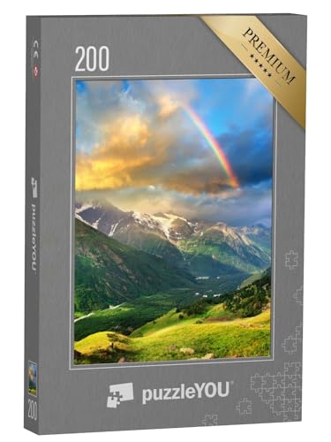 puzzleYOU: Puzzle 200 Teile „Regenbogen über den Bergen“ – aus der Puzzle-Kollektion Regenbogen von puzzleYOU