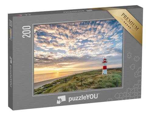 puzzleYOU: Puzzle 200 Teile „Roter Leuchtturm auf der Insel Sylt, Nordfriesland, Schleswig-Holstein, Deutschland“ – aus der Puzzle-Kollektion Sylt, Natur, Strand, Nordsee, Strand & Meer von puzzleYOU