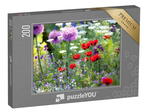 puzzleYOU: Puzzle 200 Teile „Sonnenüberfluteter Wildblumengarten“ – aus der Puzzle-Kollektion Garten von puzzleYOU