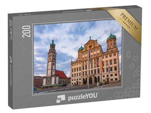 puzzleYOU: Puzzle 200 Teile „Stadtbild von Augsburg mit Perlachturm und Augsburger Rathaus“ – aus der Puzzle-Kollektion Deutsche Städte von puzzleYOU