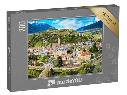 puzzleYOU: Puzzle 200 Teile „Stadtzentrum von Meran aus der Luft, Südtirol, Italien“ – aus der Puzzle-Kollektion Italien von puzzleYOU